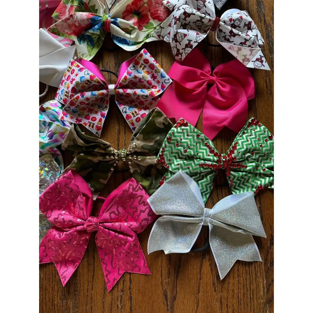 26 Cheer Bow Bundle Practice Competition Summit Worlds Sparkle Iridescent Sequin